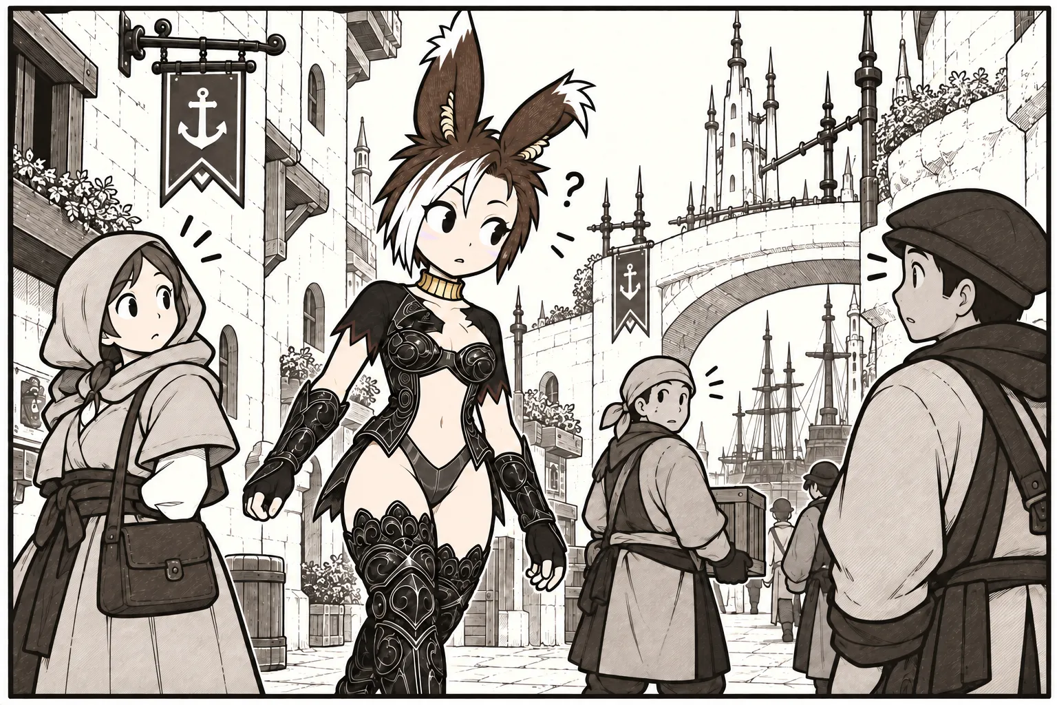 街を歩くサラが、周囲の視線に気づく